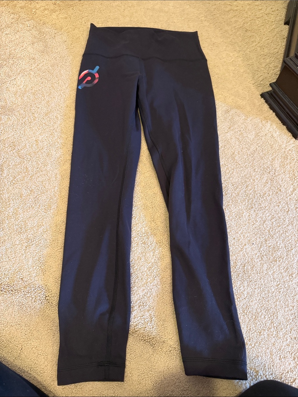 lululemon athletica X Peloton Black High-Rise Workout Leggings with Silver Logo